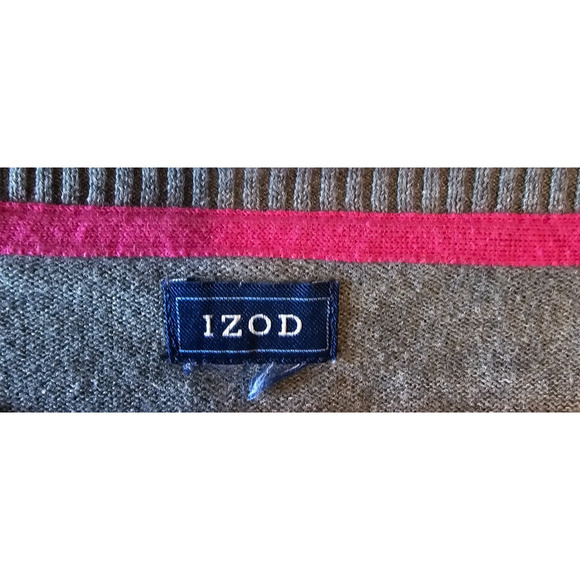 Izod Argyle Sweater Womens Gray , black, pink V Neck Career Preppy Dark Academia - Picture 3 of 3